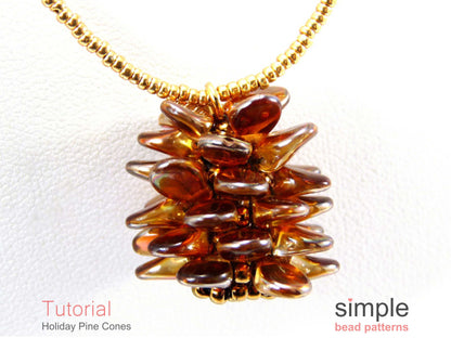 Holiday Pine Cone Earrings & Necklace Beading Pattern