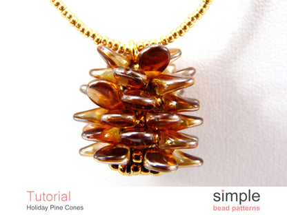Holiday Pine Cone Earrings & Necklace Beading Pattern