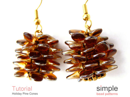 Holiday Pine Cone Earrings & Necklace Beading Pattern
