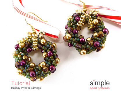 Holiday Wreath Earrings Beading Pattern