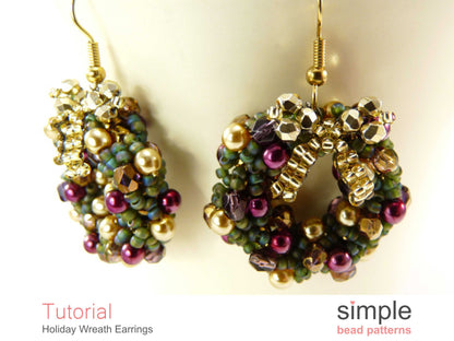 Holiday Wreath Earrings Beading Pattern