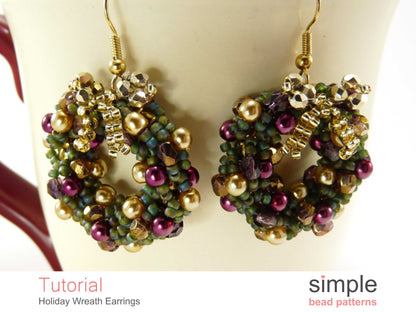 Holiday Wreath Earrings Beading Pattern
