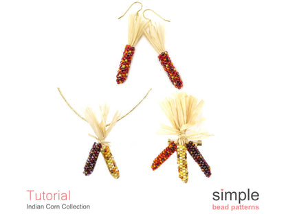 Indian Corn Earrings, Necklace, & Brooch Beading Pattern