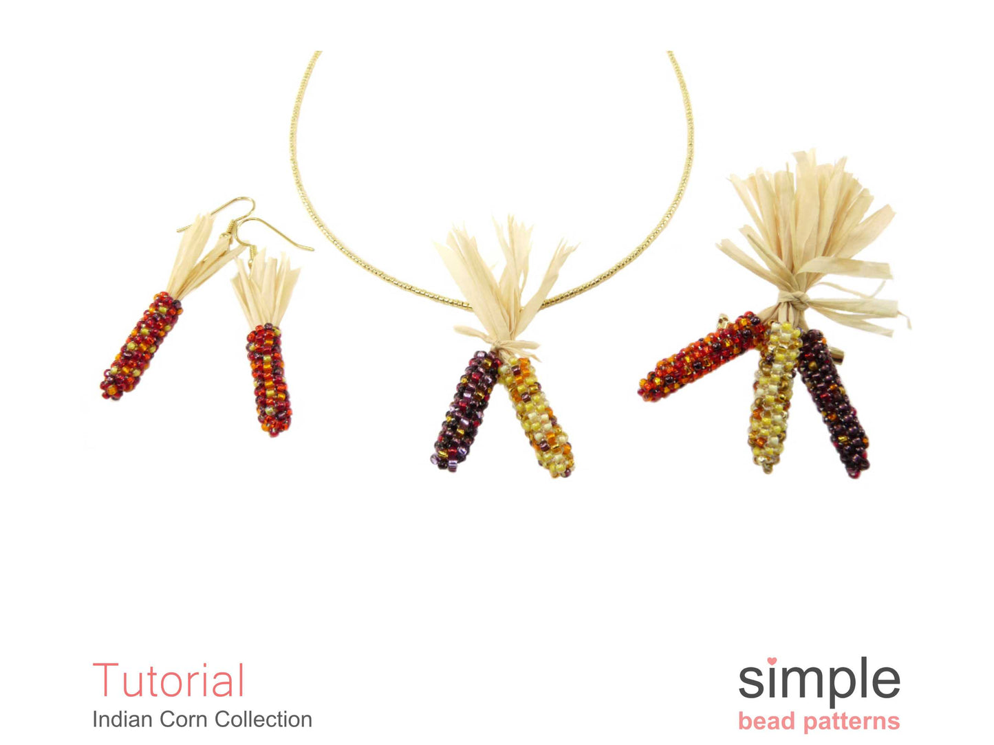 Indian Corn Earrings, Necklace, & Brooch Beading Pattern
