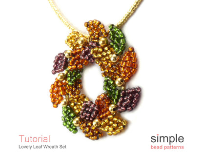 Lovely Leaf Wreath Earrings & Necklace Beading Pattern