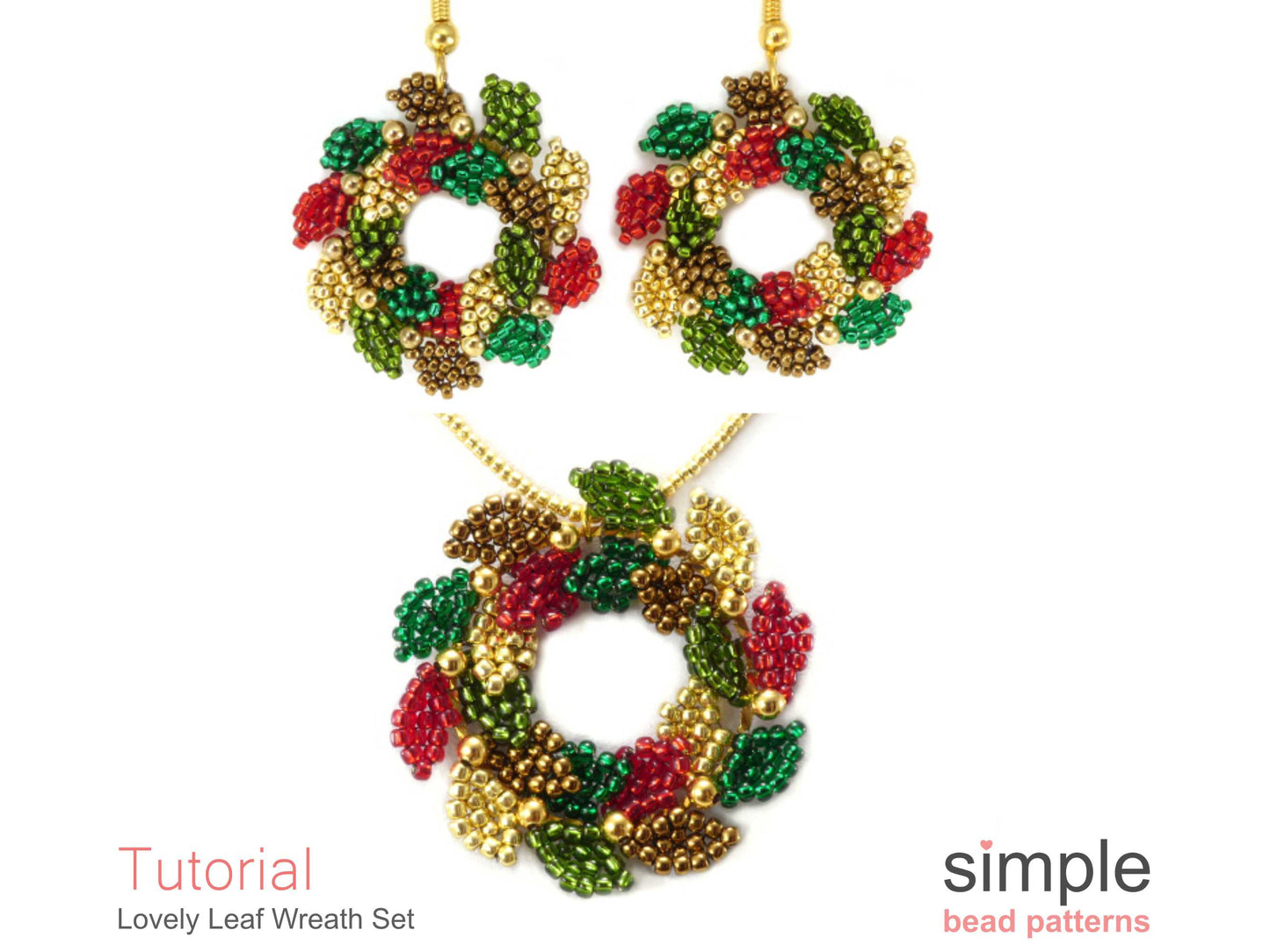 Lovely Leaf Wreath Earrings & Necklace Beading Pattern