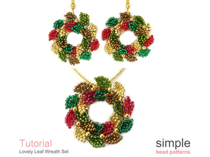 Lovely Leaf Wreath Earrings & Necklace Beading Pattern