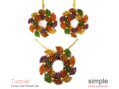 Lovely Leaf Wreath Earrings & Necklace Beading Pattern