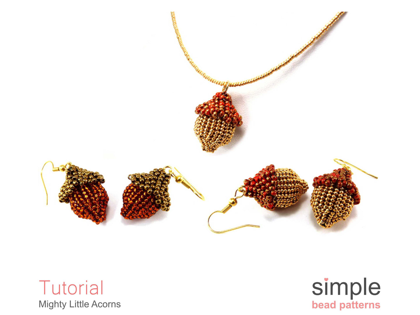 Mighty Little Acorn Earrings & Necklace Beading Pattern