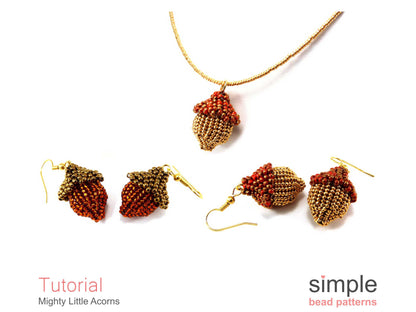 Mighty Little Acorn Earrings & Necklace Beading Pattern