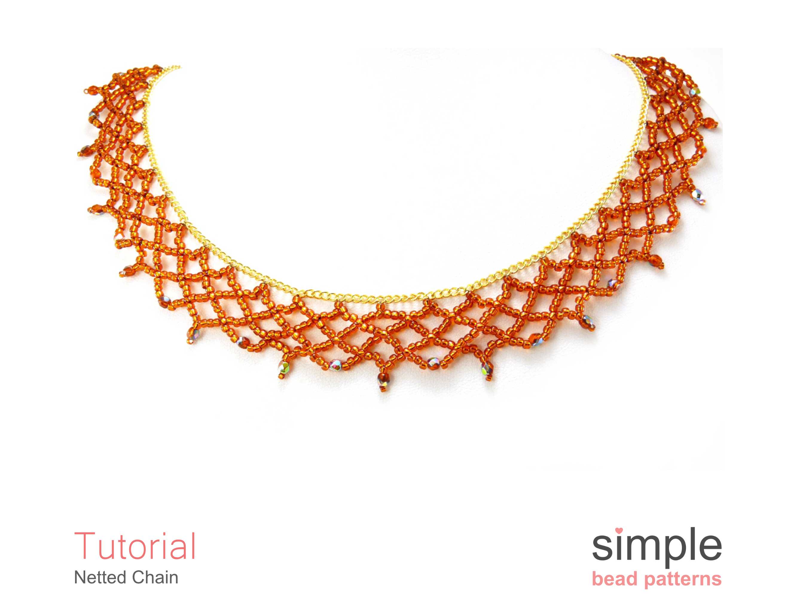 Netted Sequence Pattern Netted Chain Necklace Beading Pattern – Simple Bead Patterns