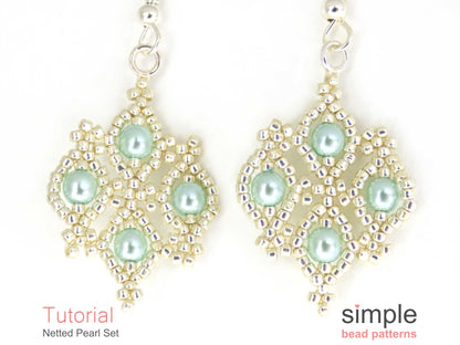 Netted Pearl Earrings & Necklace Beading Pattern