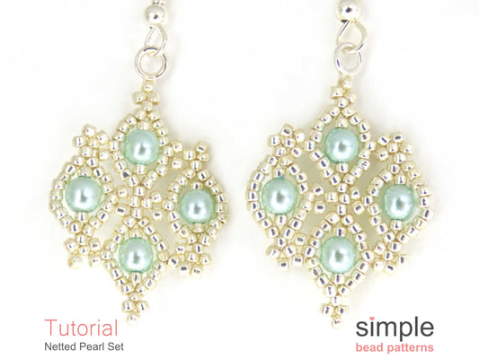 Netted Pearl Earrings & Necklace Beading Pattern