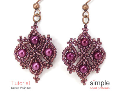 Netted Pearl Earrings & Necklace Beading Pattern