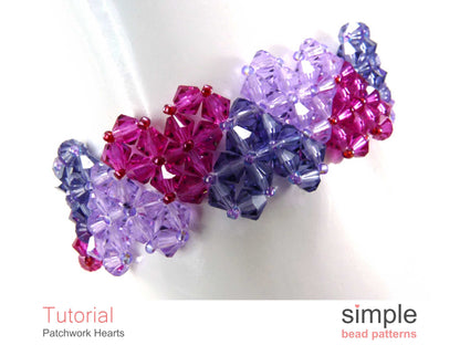 Patchwork Hearts Bracelet Beading Pattern