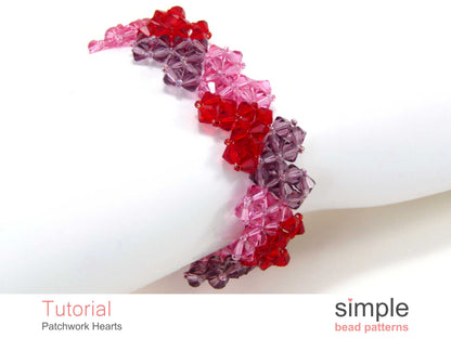 Patchwork Hearts Bracelet Beading Pattern