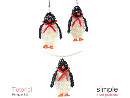 Penguin Earrings & Necklace Beading Pattern