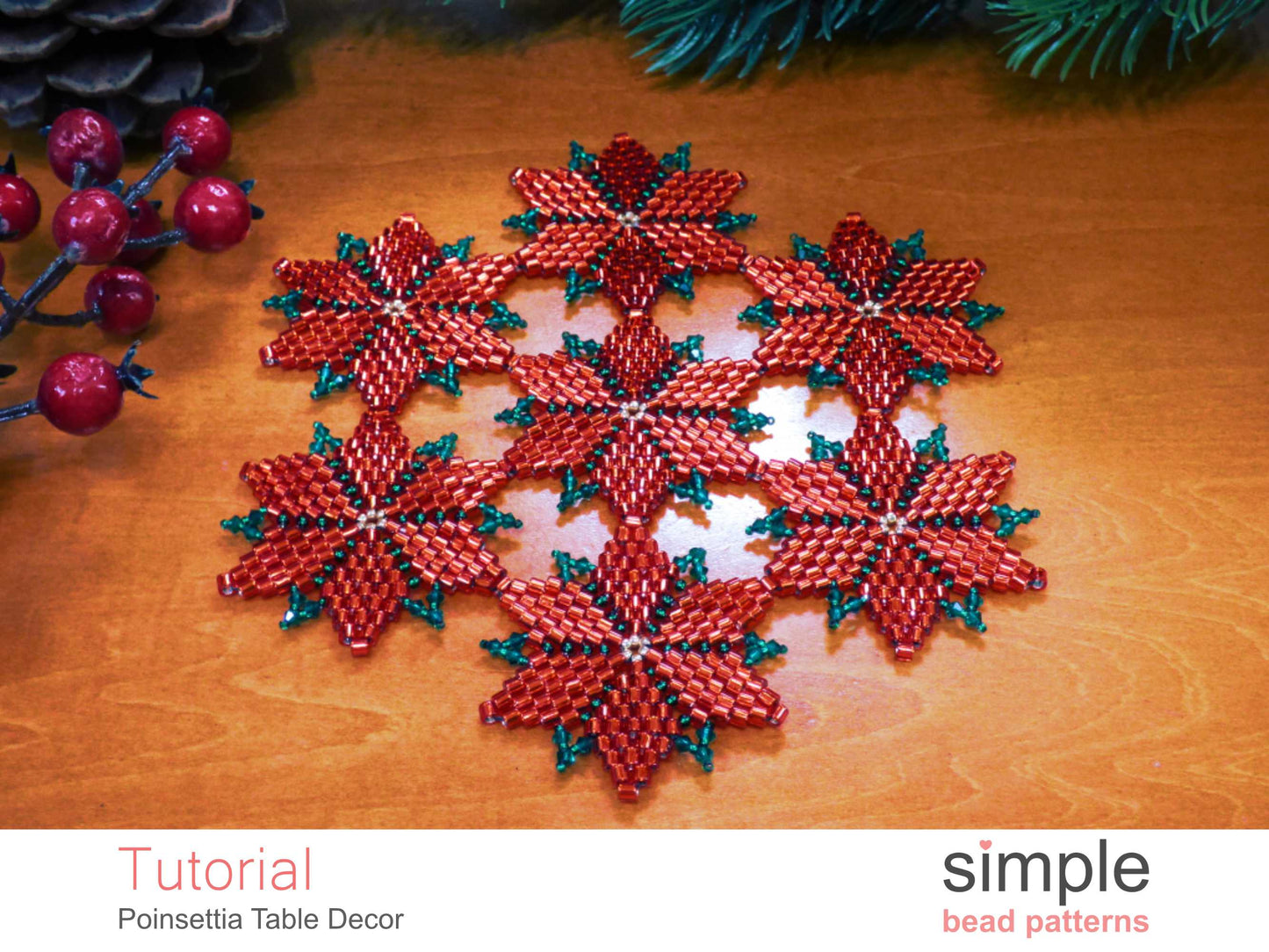 Poinsettia Table Decor Beading Pattern