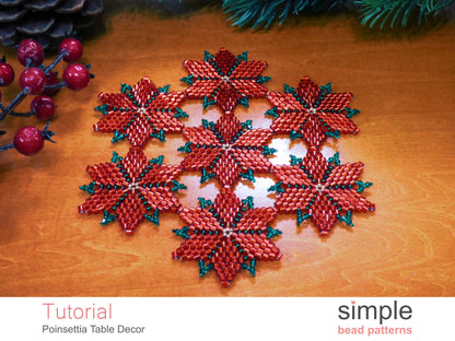 Poinsettia Table Decor Beading Pattern