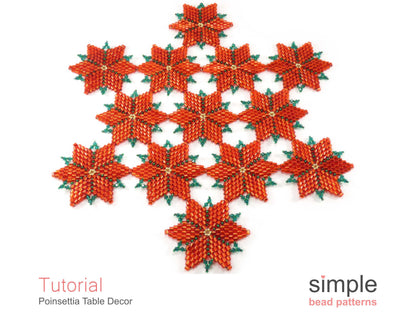 Poinsettia Table Decor Beading Pattern