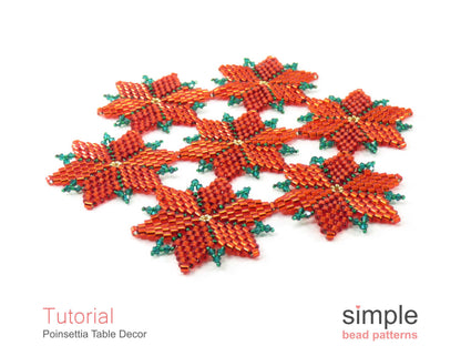 Poinsettia Table Decor Beading Pattern