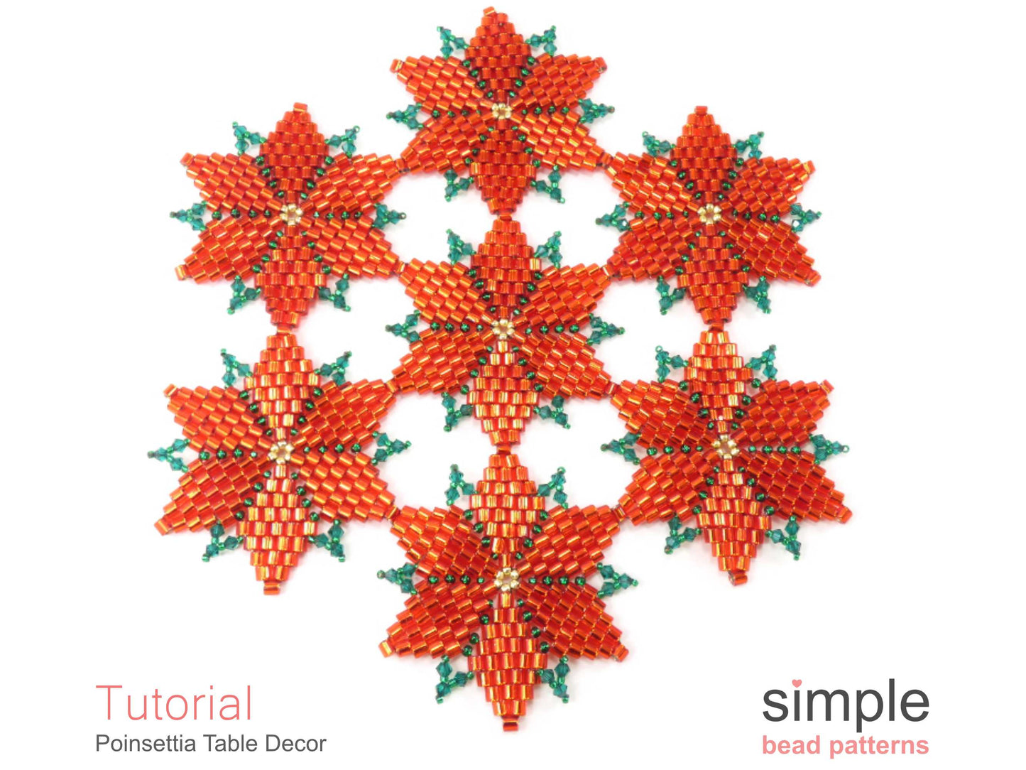 Poinsettia Table Decor Beading Pattern