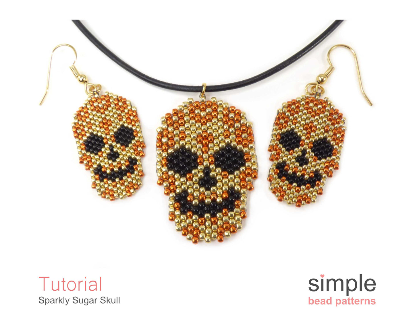Sparkly Sugar Skull Earrings, Necklace & Brooch Beading Pattern