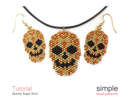 Sparkly Sugar Skull Earrings, Necklace & Brooch Beading Pattern