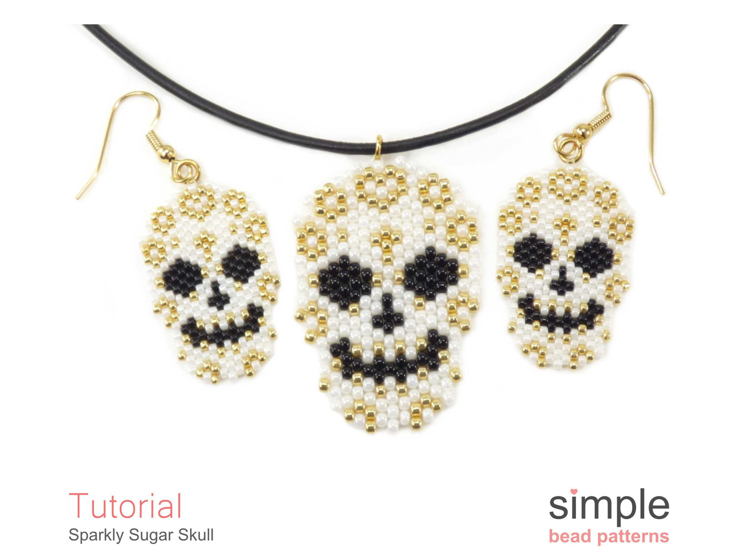 Sparkly Sugar Skull Earrings, Necklace & Brooch Beading Pattern