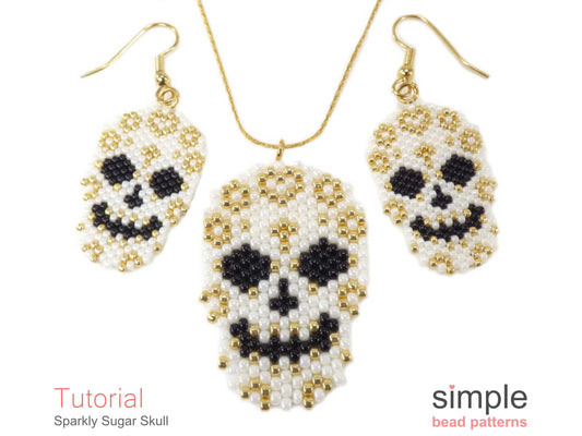 Sparkly Sugar Skull Earrings, Necklace & Brooch Beading Pattern