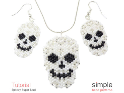 Sparkly Sugar Skull Earrings, Necklace & Brooch Beading Pattern