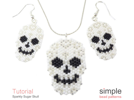 Sparkly Sugar Skull Earrings, Necklace & Brooch Beading Pattern