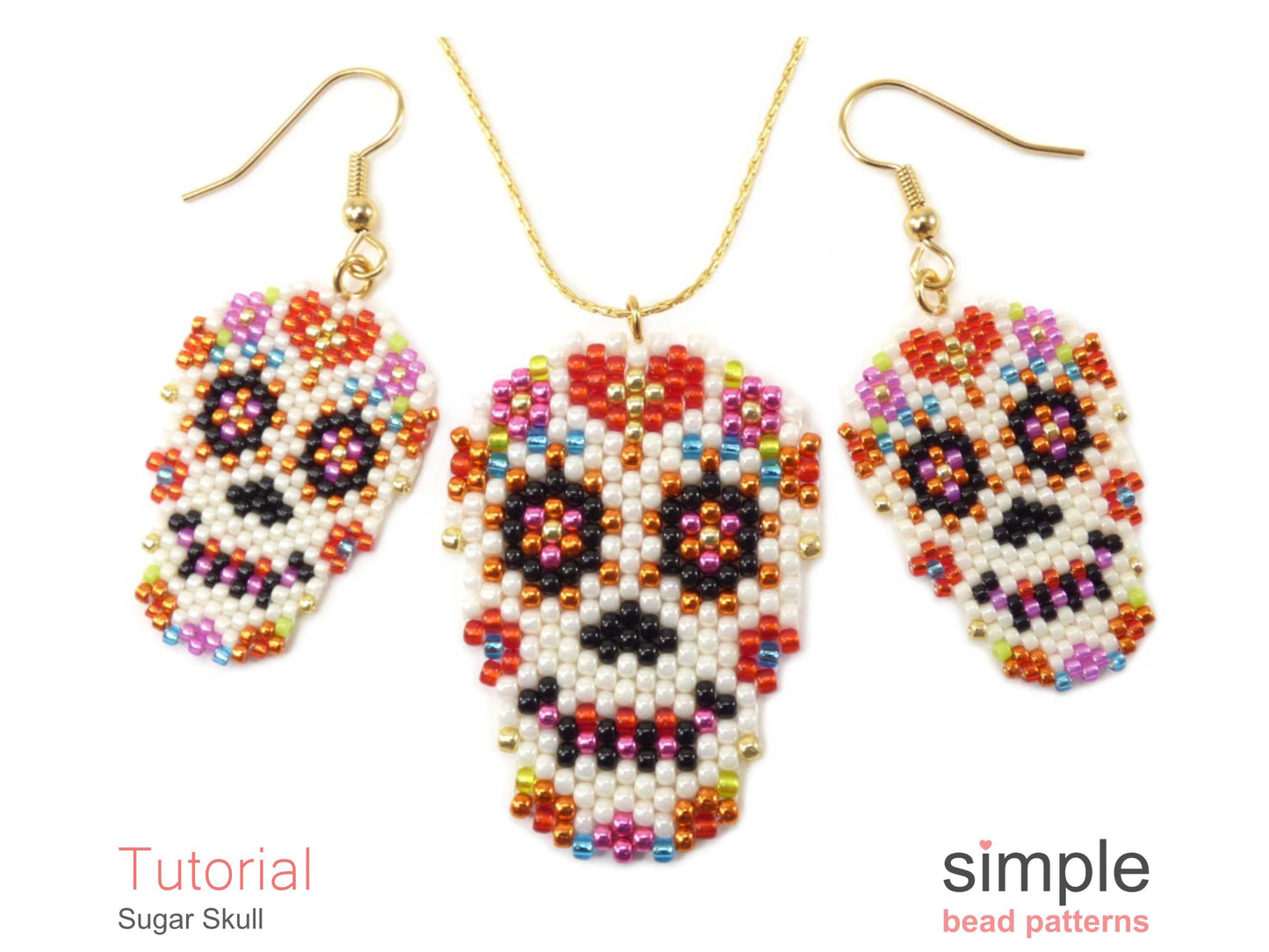 Sugar Skull Earrings, Necklace & Brooch Beading Pattern