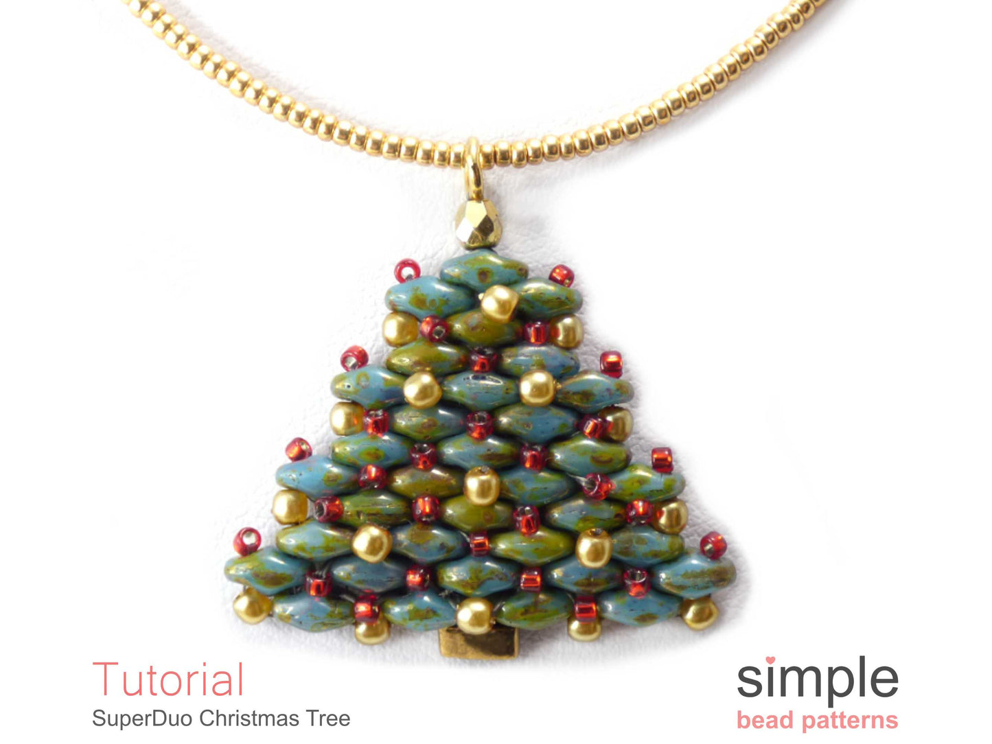 SuperDuo Christmas Tree Earrings & Necklace Beading Pattern