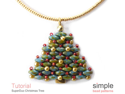 SuperDuo Christmas Tree Earrings & Necklace Beading Pattern