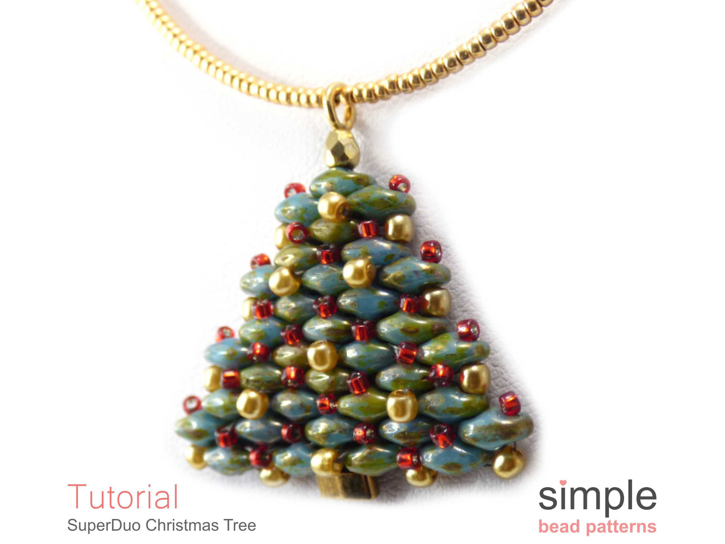 SuperDuo Christmas Tree Earrings & Necklace Beading Pattern