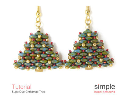 SuperDuo Christmas Tree Earrings & Necklace Beading Pattern