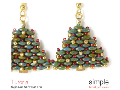 SuperDuo Christmas Tree Earrings & Necklace Beading Pattern