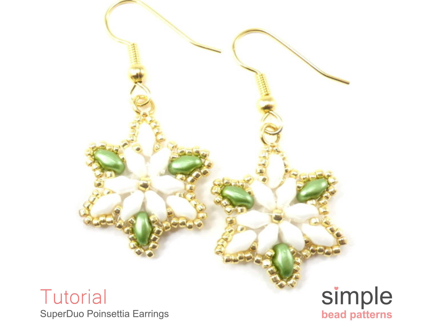 SuperDuo Poinsettia Earrings Beading Pattern