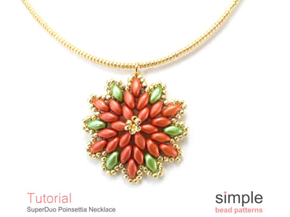 SuperDuo Poinsettia Necklace Beading Pattern