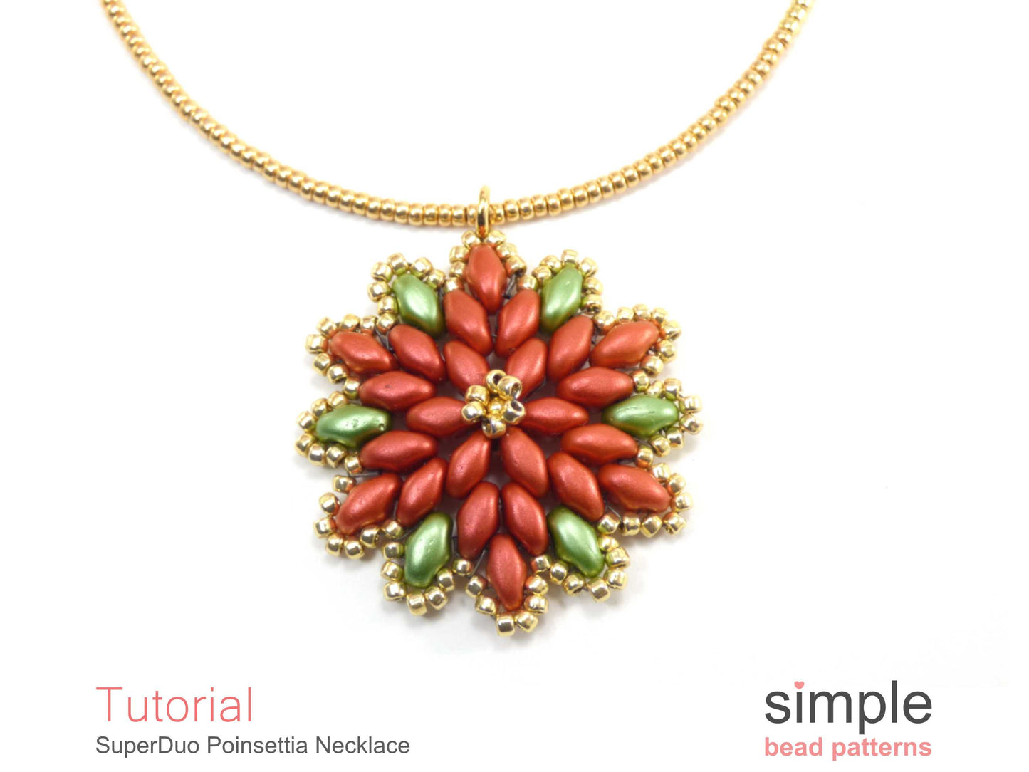 SuperDuo Poinsettia Necklace Beading Pattern