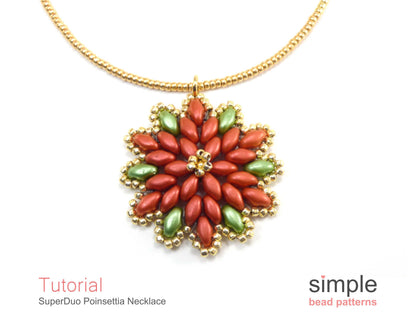 SuperDuo Poinsettia Necklace Beading Pattern