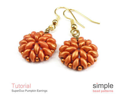 SuperDuo Pumpkin Earrings Beading Pattern