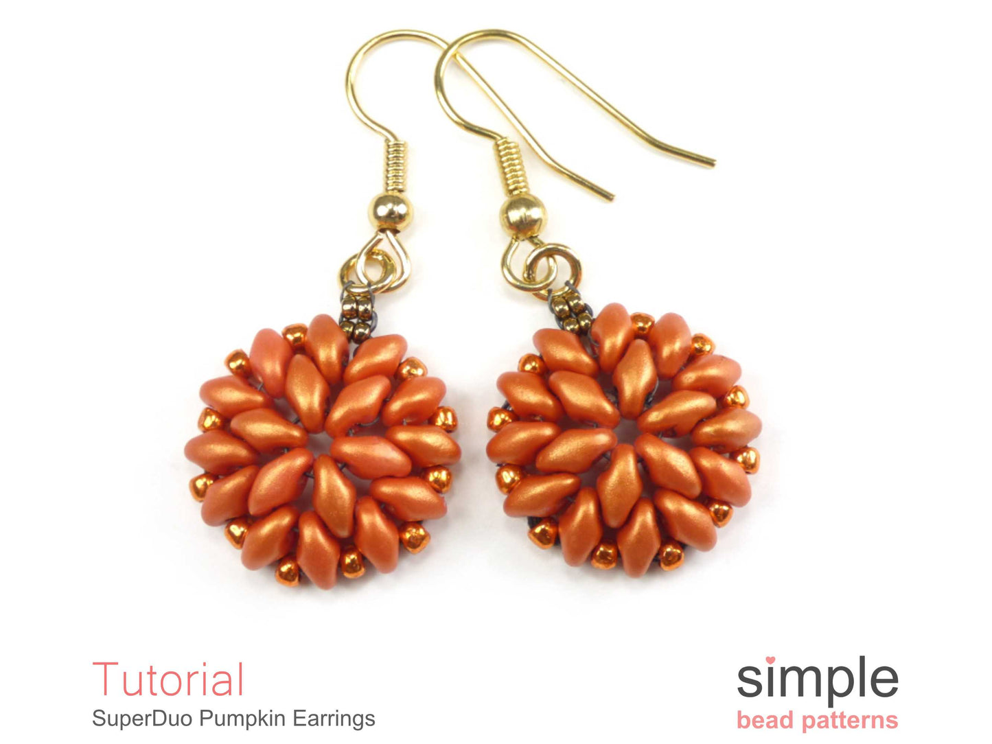 SuperDuo Pumpkin Earrings Beading Pattern