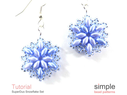 SuperDuo Snowflake Earrings & Necklace Beading Pattern