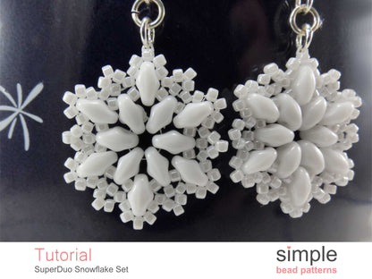 SuperDuo Snowflake Earrings & Necklace Beading Pattern
