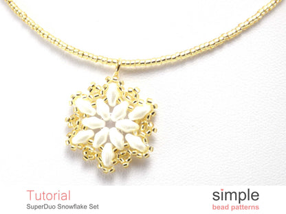 SuperDuo Snowflake Earrings & Necklace Beading Pattern