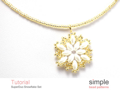 SuperDuo Snowflake Earrings & Necklace Beading Pattern