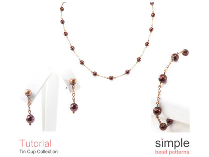 Tin Cup Earrings, Bracelet & Necklace Beading Pattern