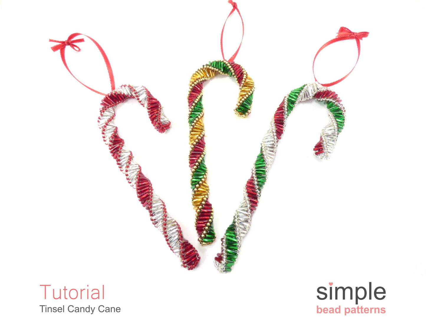 Tinsel Candy Cane Ornament Beading Pattern
